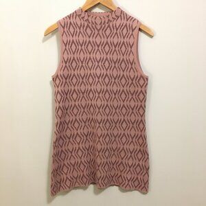 Retro Dusty Pink Mockneck Diamond Sleeveless Top